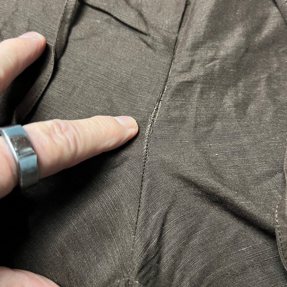 First Issue Liz Claiborne Brown Linen Blend Drawstring Pants Size 14 Monochrome - Picture 9 of 13